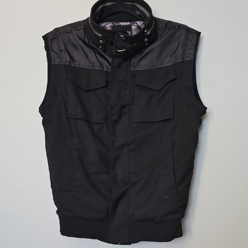 Foreign Exchange Y2K Men's Funnel Neck Sleeveless Full Zip Vest Black Medium